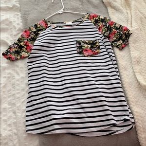 Cute striped floral t-shirt